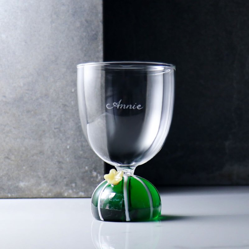 320cc【意大利Ichendorf】(黄花)沙漠植物仙人球红酒杯 手工定制 - 酒杯/酒器 - 玻璃 绿色