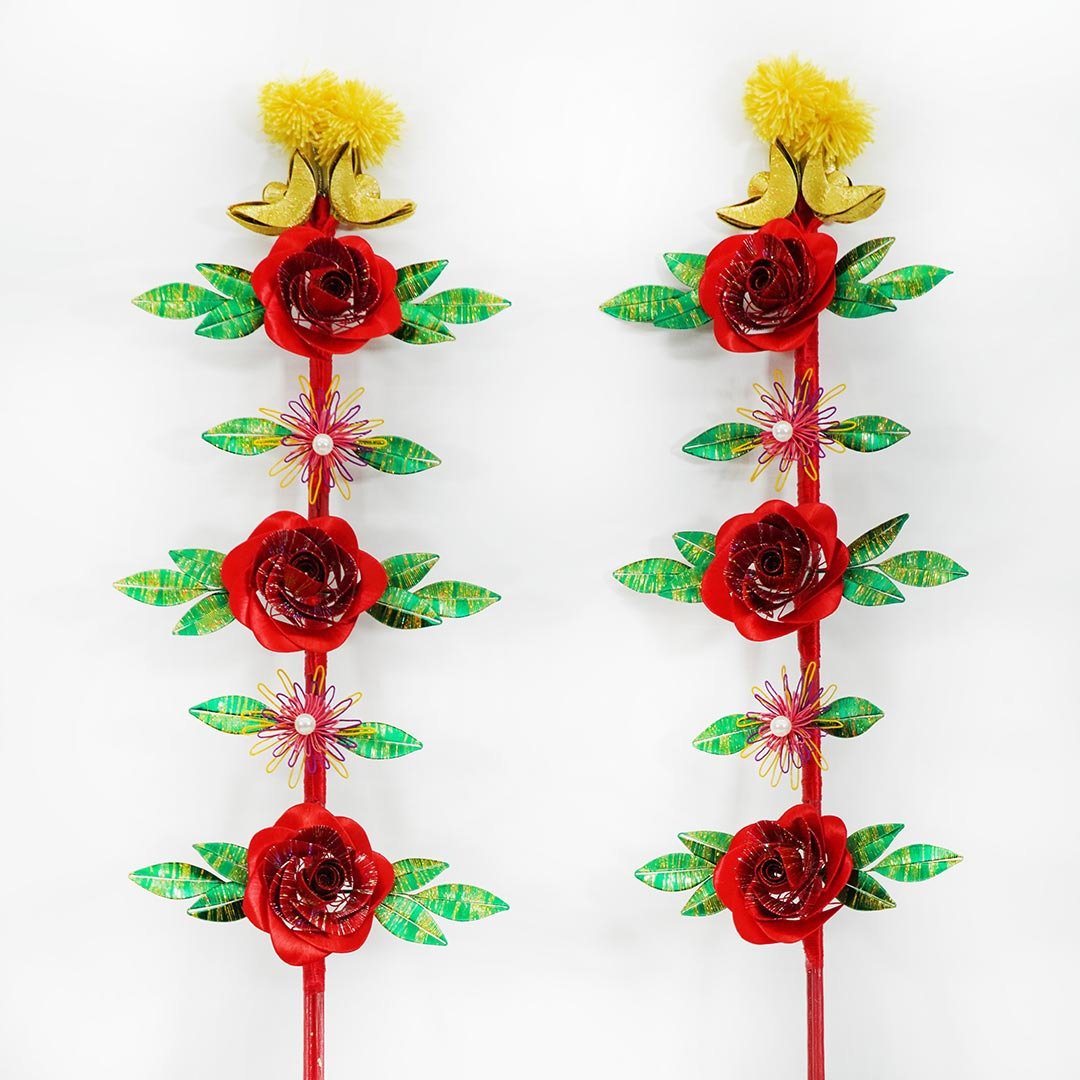 炉花、供神花│财源滚滚│敬献给神明置于供桌上的供花│定制化 - 摆饰 - 绣线 多色