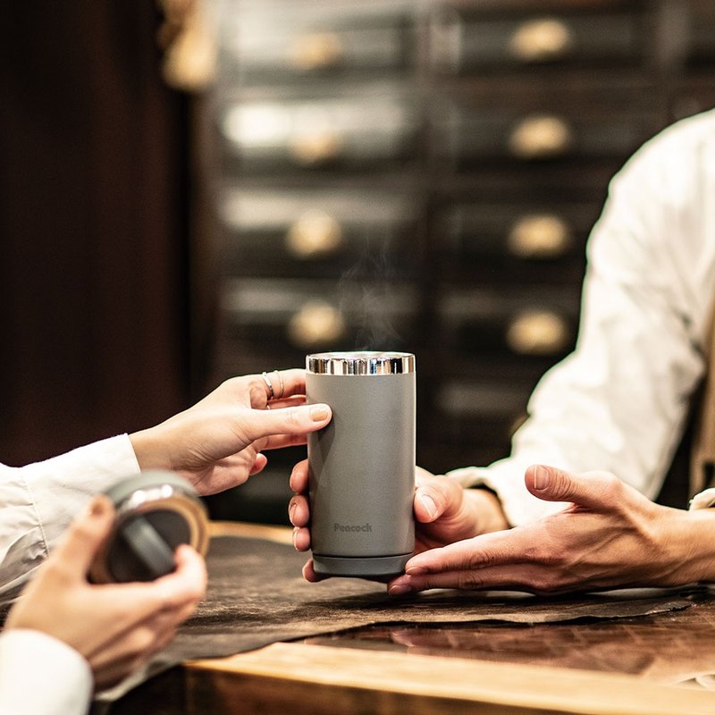 【孔雀Peacock】300ML 保冷杯/保温杯/咖啡杯 (可手提) -岩灰 - 保温瓶/保温杯 - 不锈钢 灰色