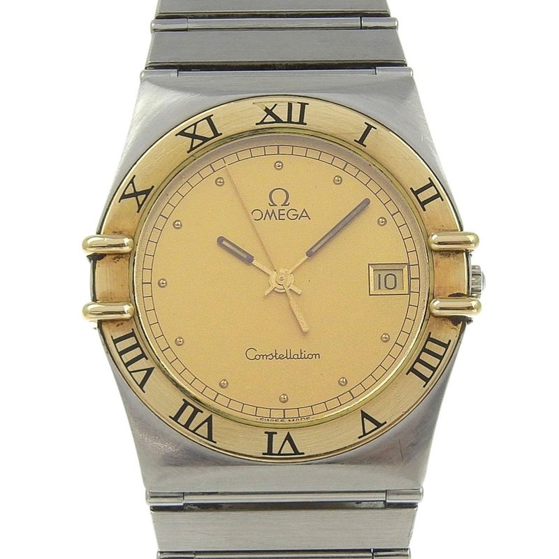 【日本直送】欧米茄 OMEGA Constellation 腕表 日期 不锈钢 石英 指针式显示 金色表盘 男女适用【二手】 - 女表 - 不锈钢 金色