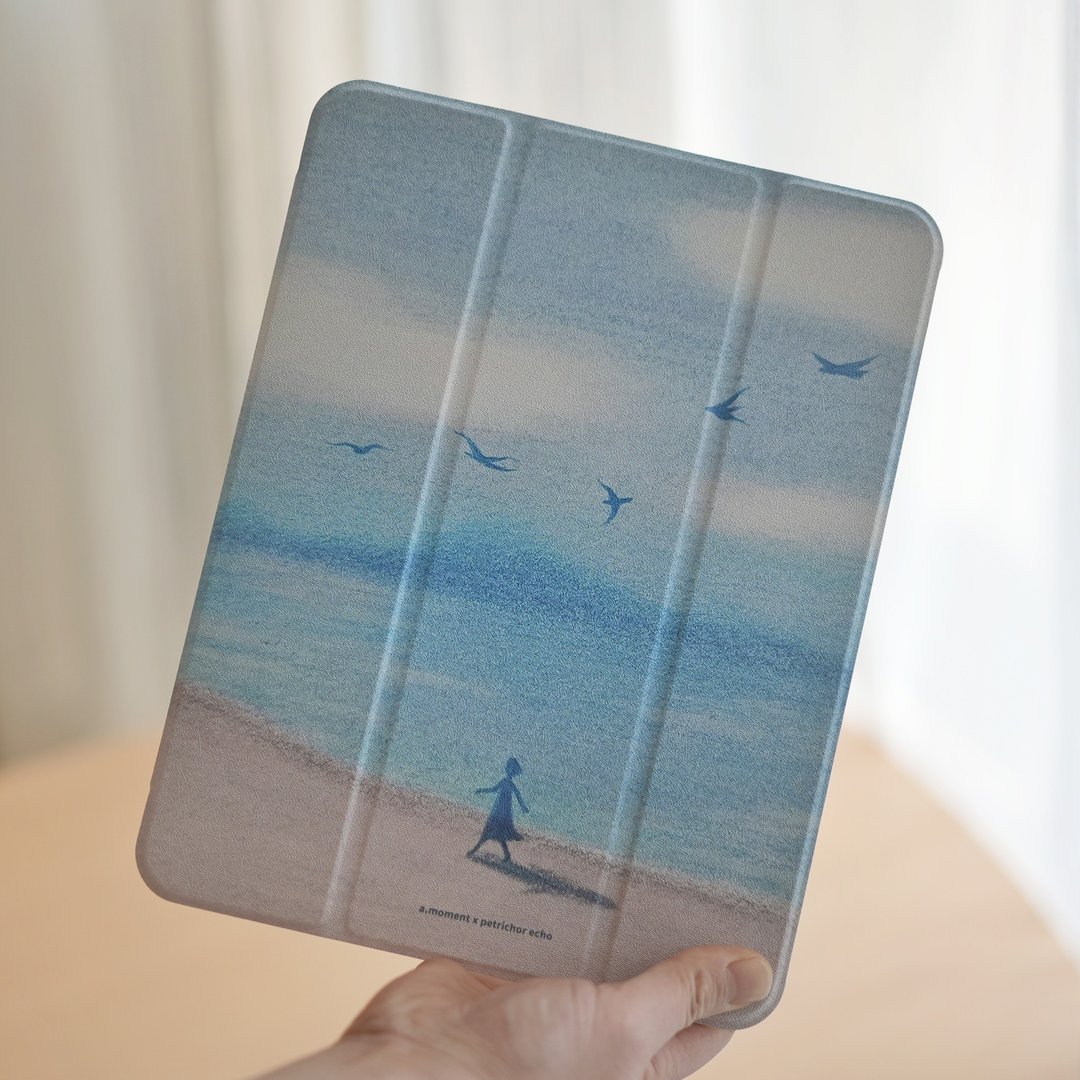 海边散步iPad Case 笔槽平板保护套保护壳iPad Pro - 平板/电脑保护壳 - 硅胶 蓝色