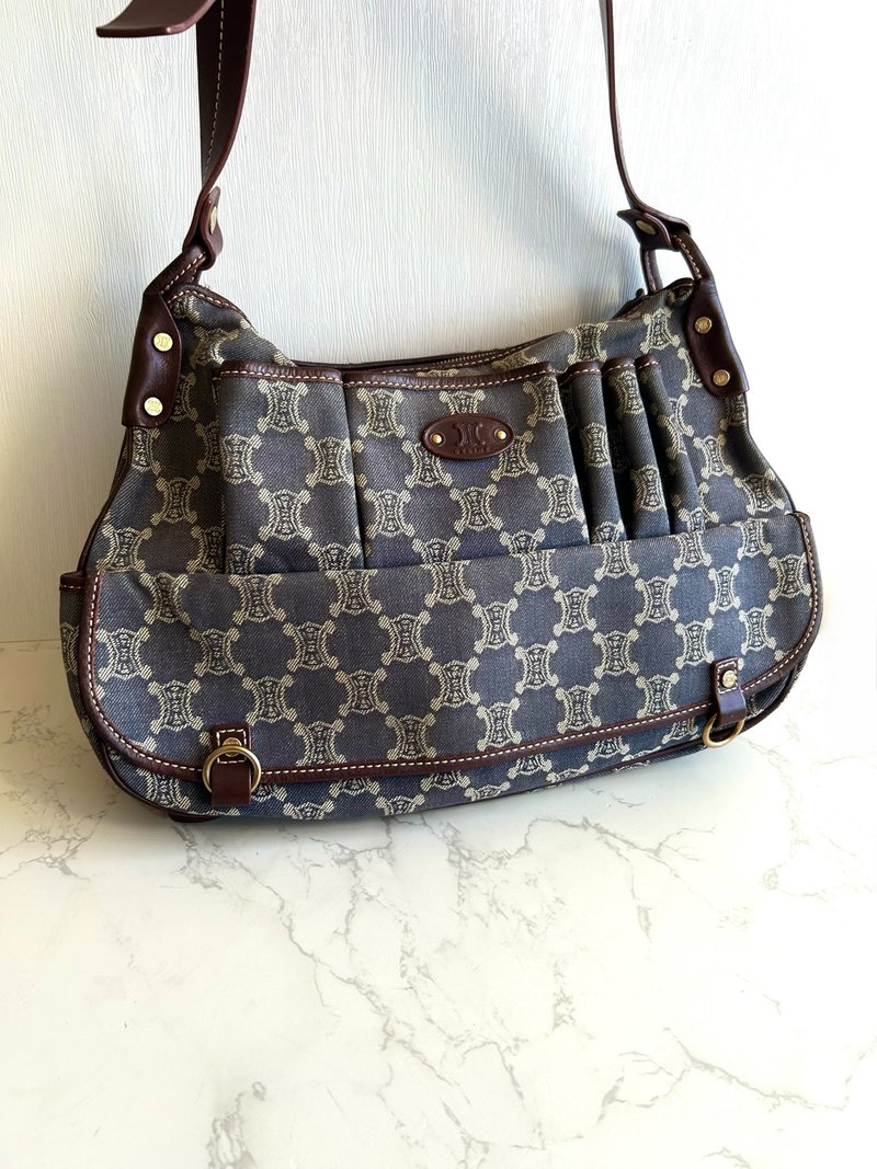 中古包 Celine 牛仔布老花流浪包 侧背包 单肩包 斜背包 二手包 - 侧背包/斜挎包 - 真皮 蓝色