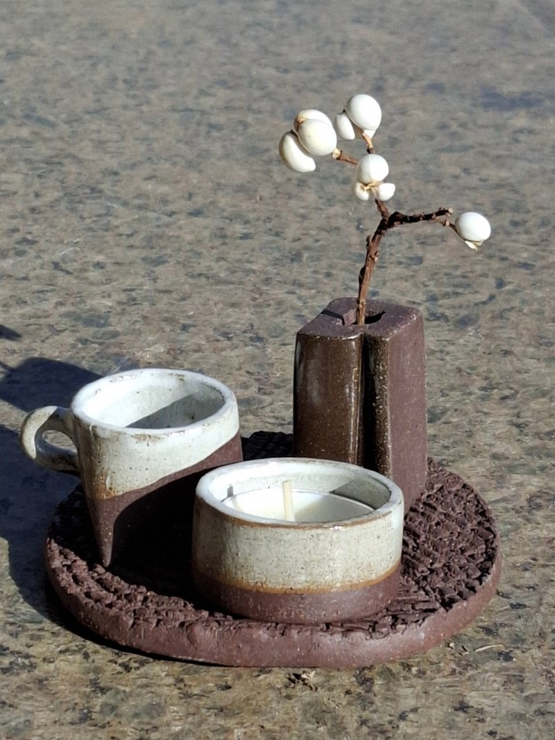 掌上香氛組 燭台/花插/擺件 - 蜡烛/烛台 - 陶 