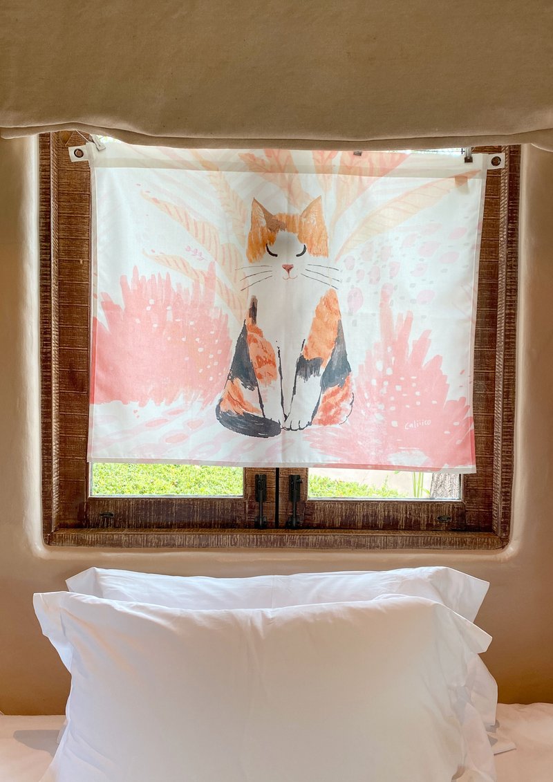 Decorative fabric with Two cat  Fabric wall decoration W100 cm.x H75cm. - 墙贴/壁贴 - 聚酯纤维 橘色