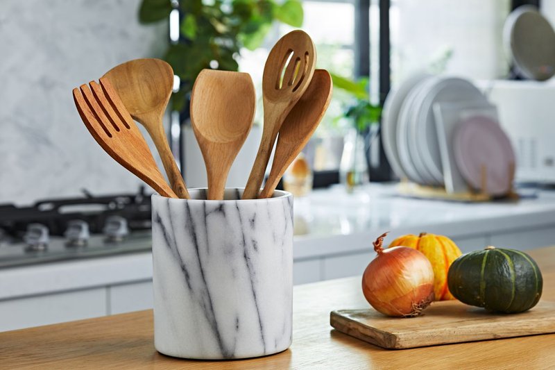 天然大理石厨具桶/欧风雾面 - 收纳用品 - 石头 白色