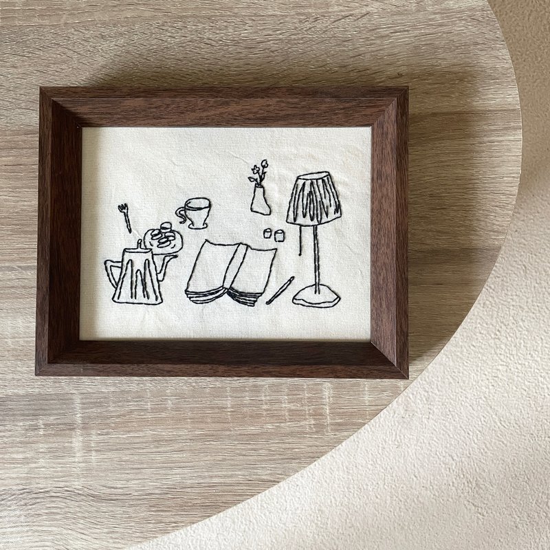 快速出货l刺绣设计相框l 手工刺绣挂画 墙上装饰 相框 布置相框 - 墙贴/壁贴 - 木头 卡其色