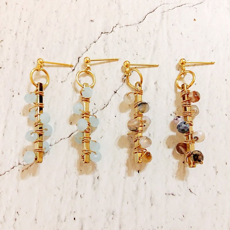 ::甜蜜邂逅系列:: 幸运七珠耳环耳钉 / Beads Earrings - 耳环/耳夹 - 其他金属 