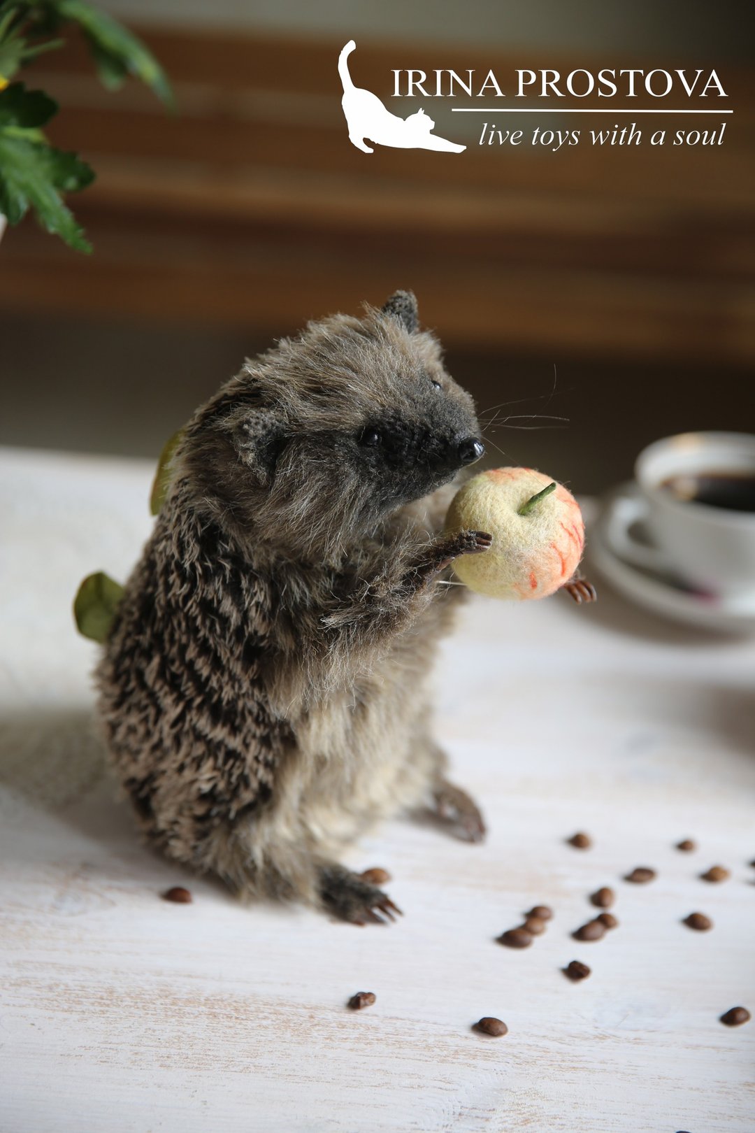 Hedgehog realistic toy. Ooak toy. Hedgehog stuffed toy - 玩偶/公仔 - 其他材质 咖啡色