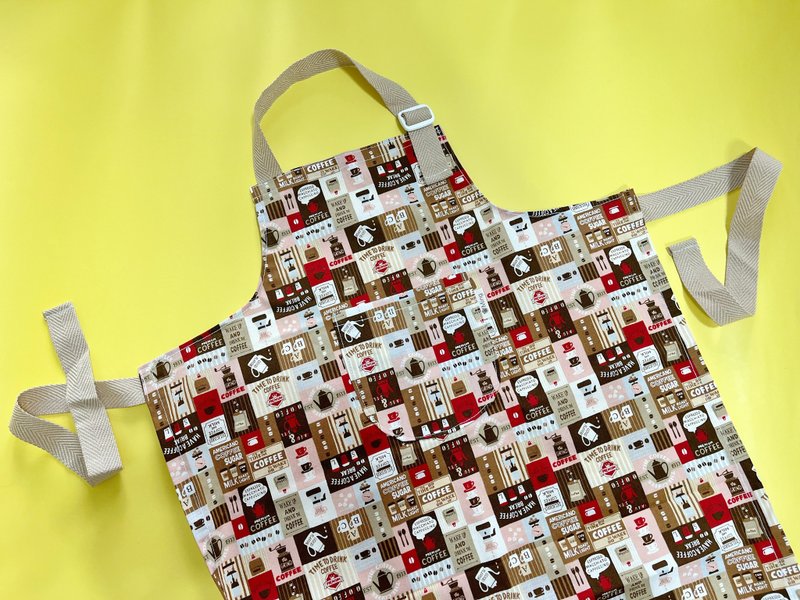 限量红咖啡屋儿童万用围裙 - 围裙 - 棉．麻 咖啡色