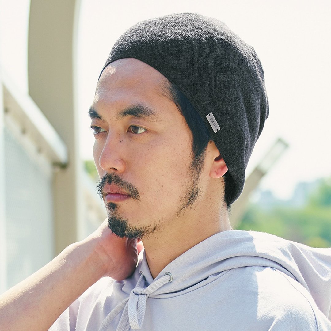 Cotton Knit Beanie Sports Women Men Everyday Hat ICHIYONPLUS ikni0128 - 帽子 - 棉．麻 黑色