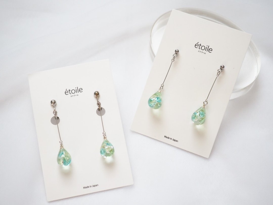 Swarovski 水滴长款耳环/耳夹 SDL-13 - 耳环/耳夹 - 树脂 绿色