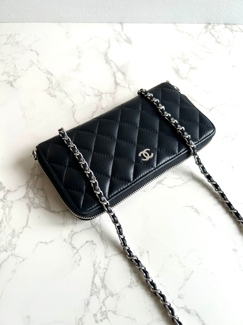 绝版古董包 Chanel黑色WOC皮革包 侧背包 斜背包 中古二手包 长夹 - 侧背包/斜挎包 - 真皮 黑色