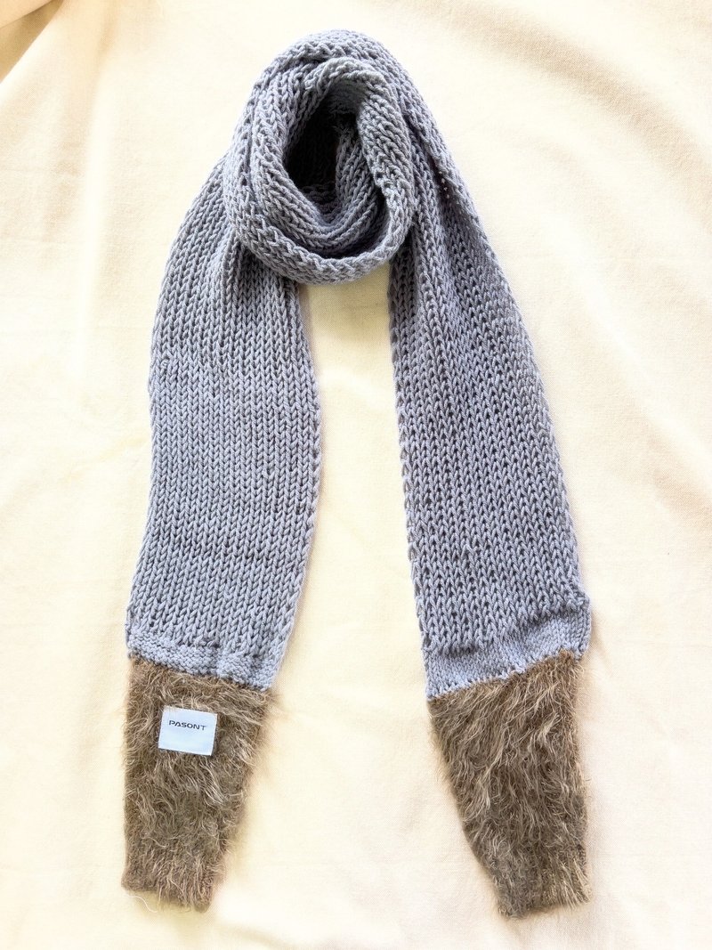 毛衣袖子拼接手织围巾 - 围巾/披肩 - 棉．麻 灰色