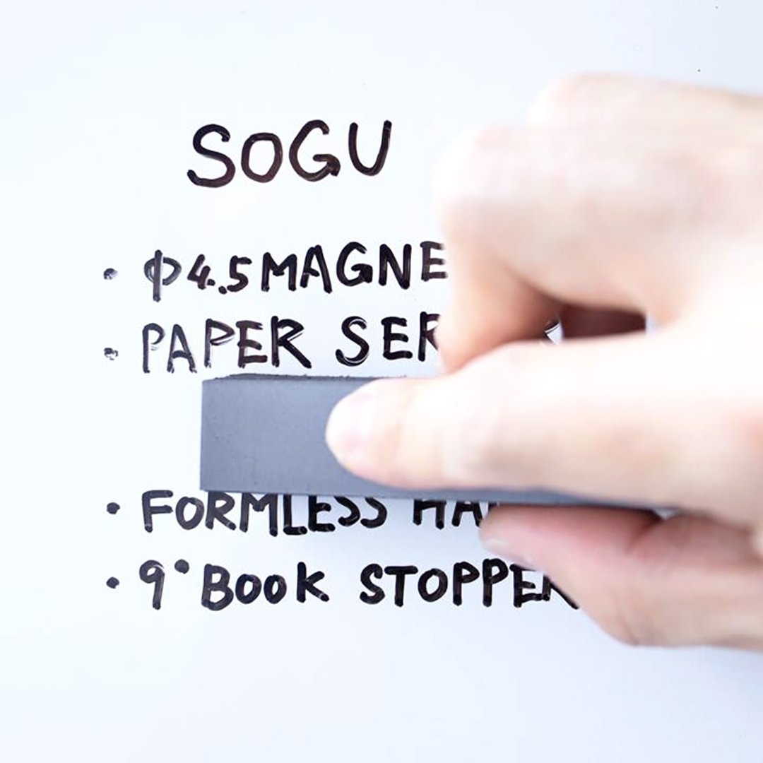 【SOGU】BLACK BAR ERASER 3入组 内嵌磁铁 简约设计 不积垢白板擦 - 冰箱贴/磁贴 - 其他材质 黑色