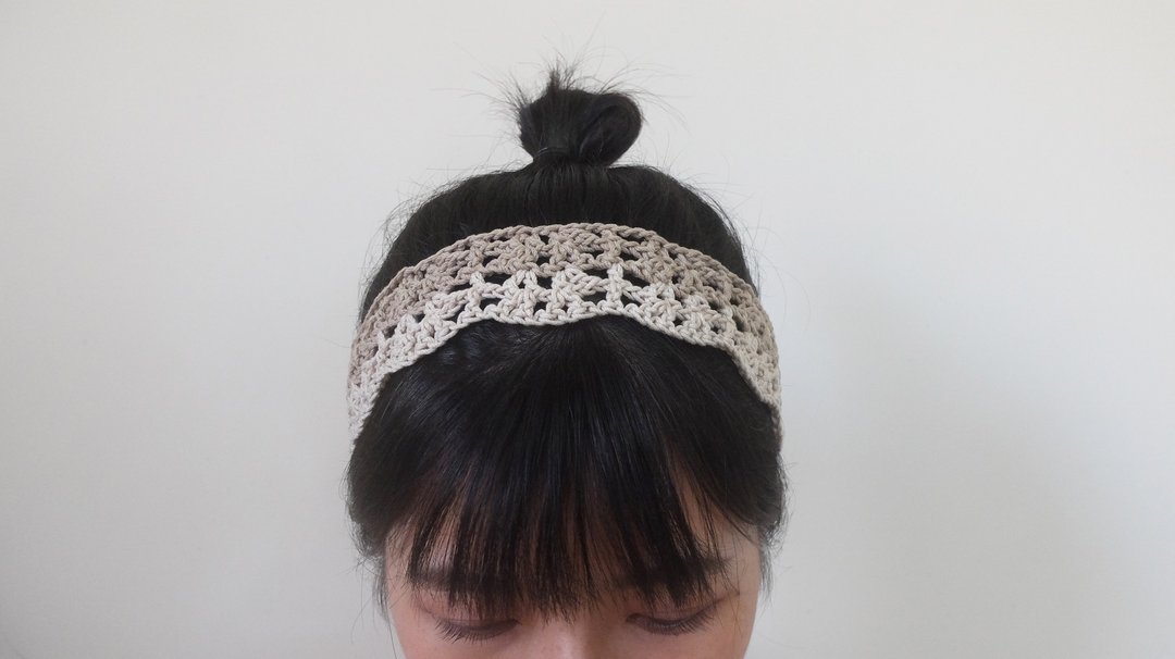 茎 手工编织双色发带 绑带式 杏白 橘红 - 发带/发箍 - 棉．麻 卡其色
