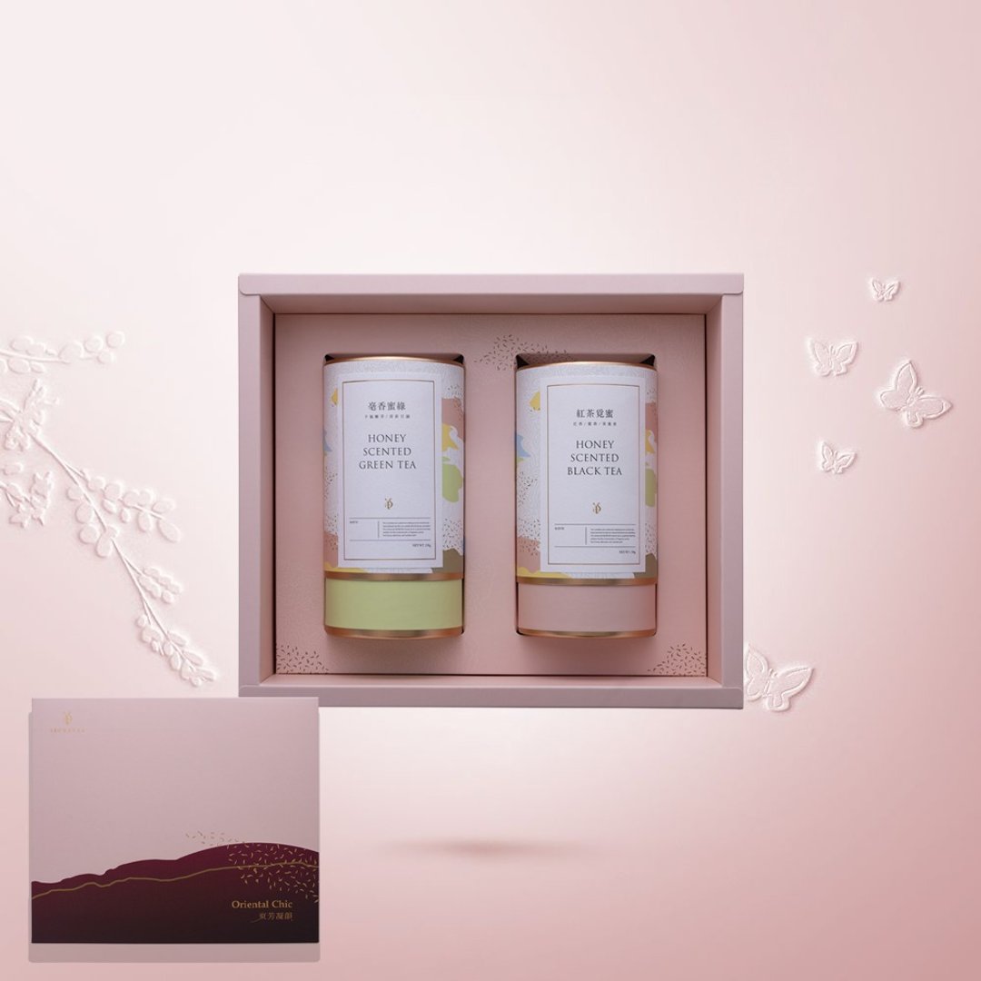 【父亲节礼物】花莲舞鹤 蜜香红茶×毫香蜜绿 双罐礼盒 secretea - 茶 - 新鲜食材 粉红色