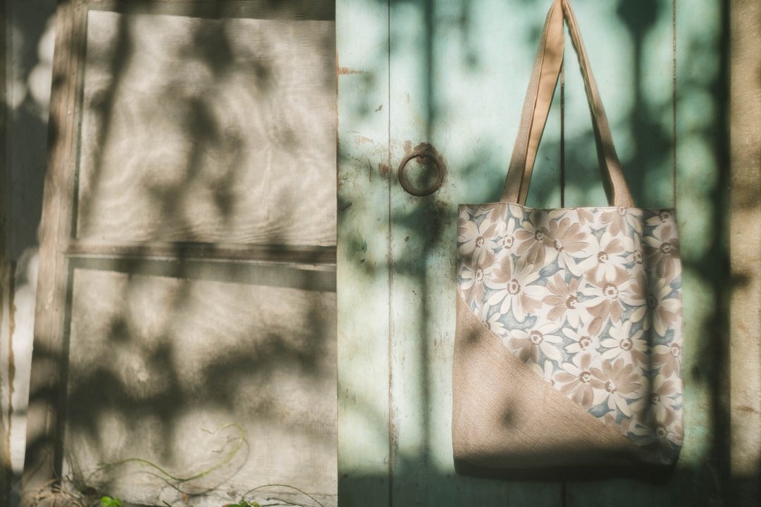 双色拼接托特包 //暖阳茶色// Tote Bag - 侧背包/斜挎包 - 棉．麻 