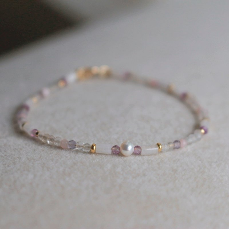 手链 粉红澳宝 紫水晶 紫幽灵 天然石 - 相信自己 - - 手链/手环 - 宝石 紫色