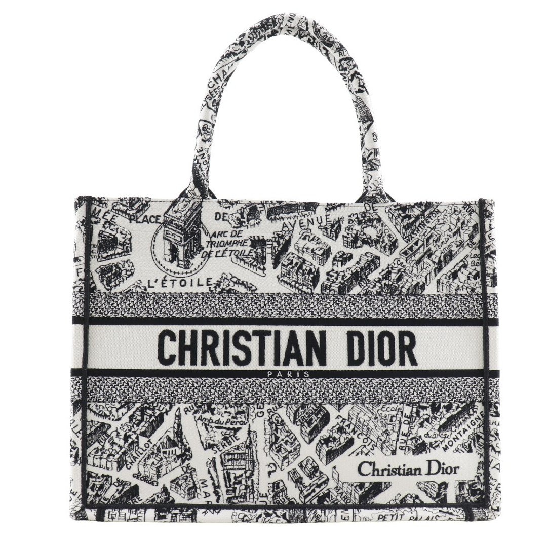 【日本直送】Christian Dior 迪奥 Book Tote 中型款 托特包 Toile de Jouy Paris Signature 帆布 白色 女仕【二手】 - 手提包/手提袋 - 棉 白色