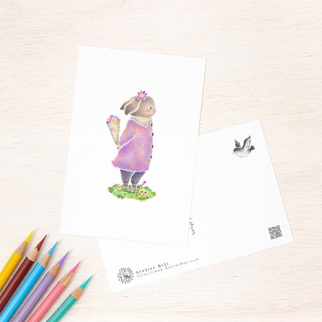 5张组。如同绘本般。明信片“兔子Nini” PC-458 - 卡片/明信片 - 纸 多色
