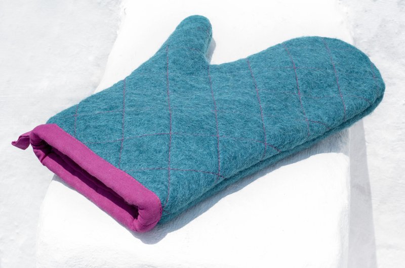 厚棉羊毛毡隔热手套/厨房用品/羊毛毡保温手套/阻热手套-蓝色桃红 - 厨房用具 - 羊毛 多色