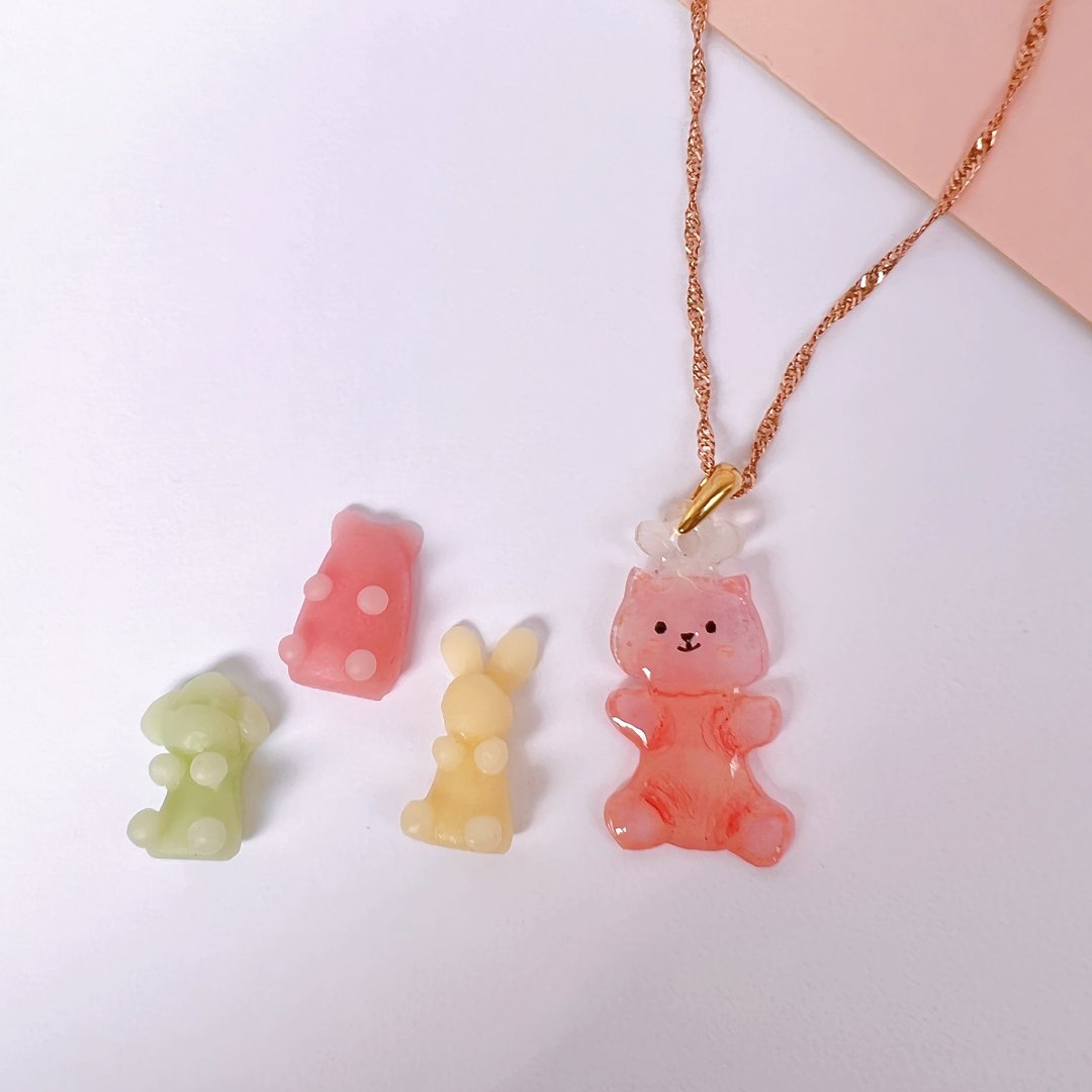 米林猫 手绘软糖 手工饰品  春夏饰品图鉴 透明软糖系列 - 项链 - 树脂 
