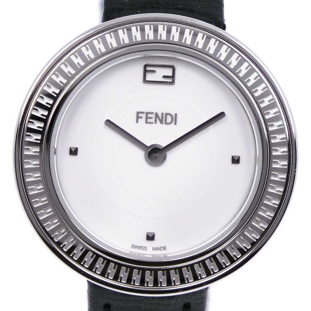 【日本直送】FENDI 芬迪 My Way 腕表 35000S 不锈钢 x 皮革 黑色 石英 指针式显示 白色表盘 女士【二手】 - 女表 - 不锈钢 白色