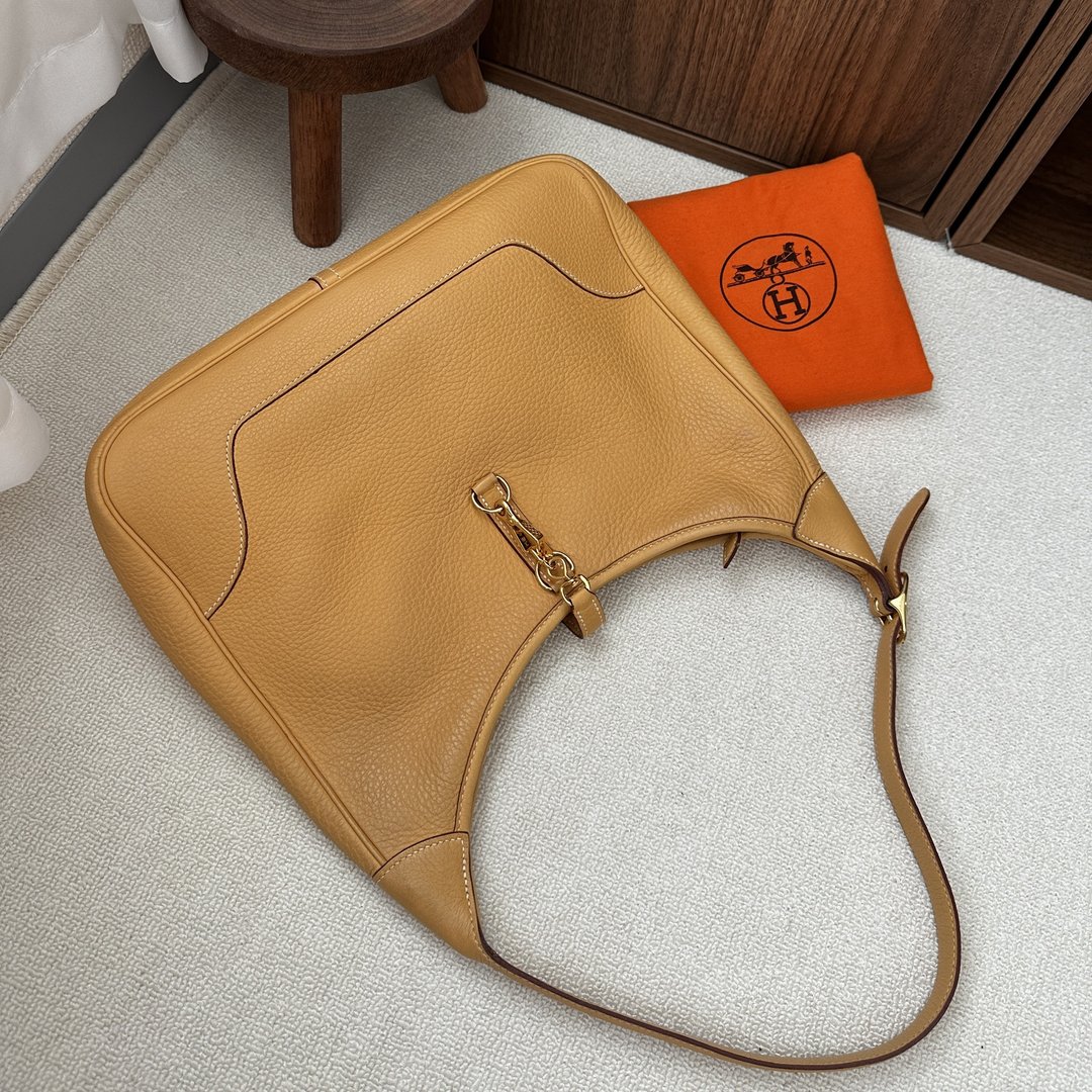 HERMÈS 爱马仕 Trim 35 铂金牛皮 藏红花色 肩背包 - 手提包/手提袋 - 真皮 咖啡色