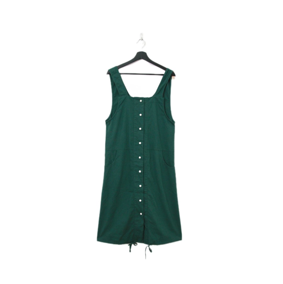 Back to Green-复古长洋装 深绿吊带裙 宽松Ls-35//vintage dress - 洋装/连衣裙 - 棉．麻 