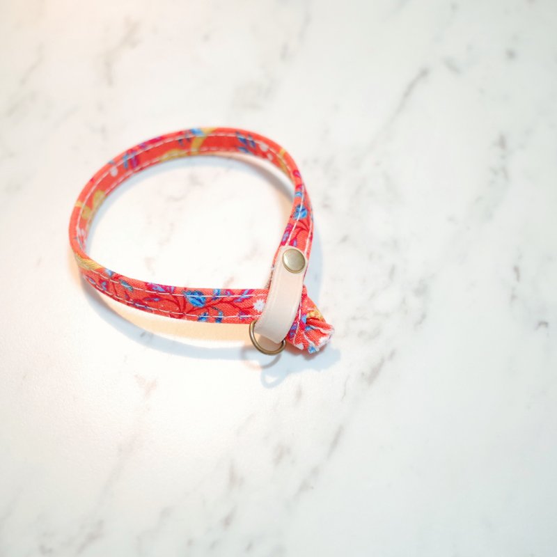 猫 项圈 复古大理橘 可加购吊牌 附铃铛 - 项圈/牵绳 - 棉．麻 