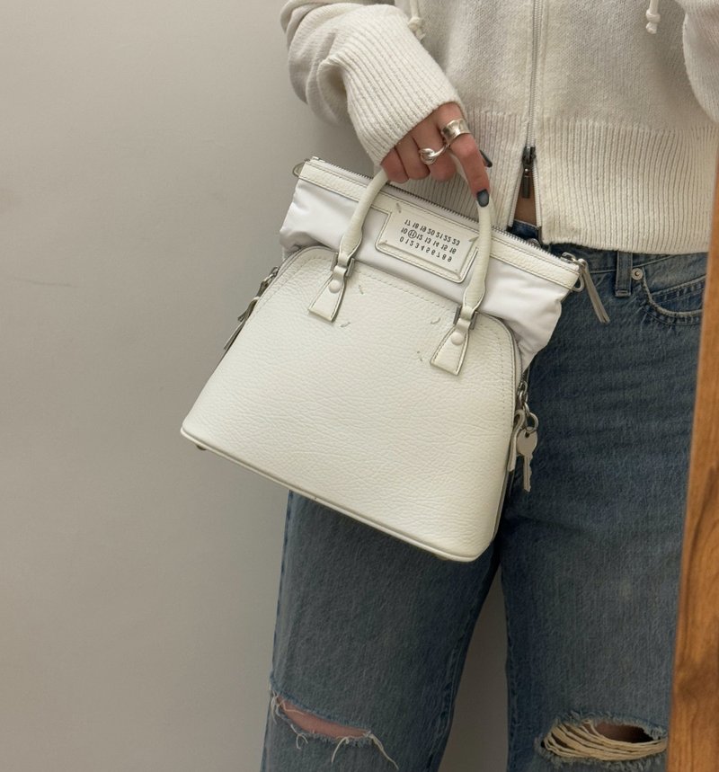 保存品 马吉拉Maison Margiela classique 二手现代款单肩斜背包 - 侧背包/斜挎包 - 真皮 白色