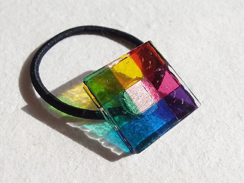 Thank you glass (Thank you [Rainbow]) Hair elastic [Can be changed to pony hook] [Made to order] - 发饰 - 玻璃 多色