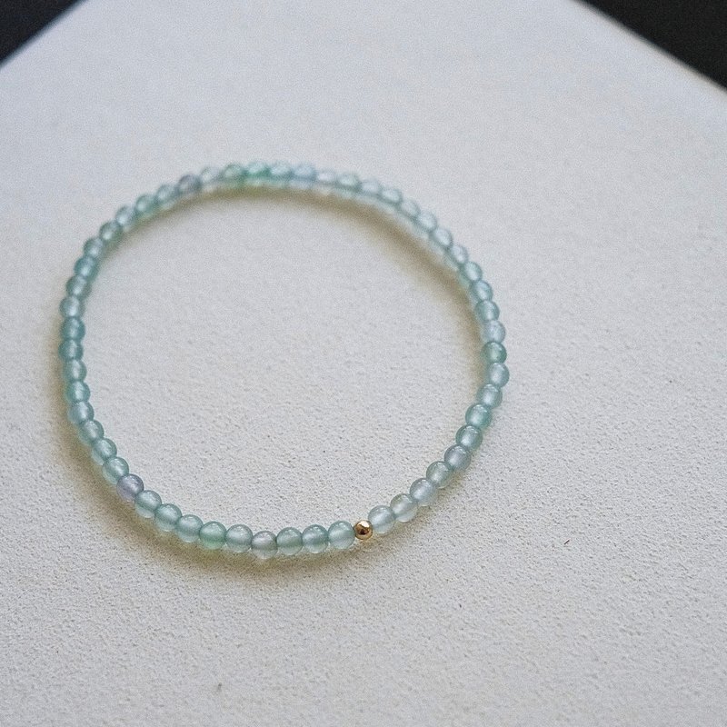 拈翠/冷萃青茗/缅甸天然 A 货翡翠 - 高冰放光晴绿色翡翠小咪咪手串 - 手链/手环 - 玉石 绿色