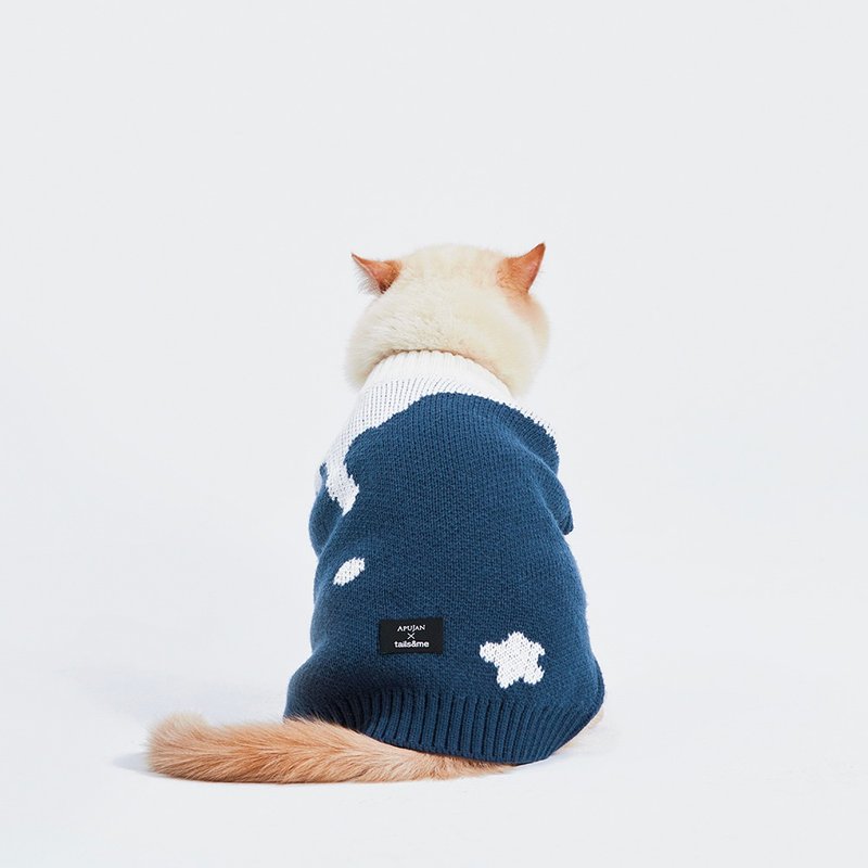 【tails&me x APUJAN】缇花针织背心-白/蓝墨 - 衣/帽 - 其他人造纤维 多色