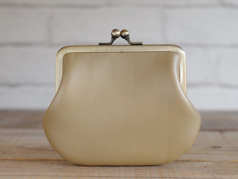 方形皮革口金包钱包金 - 皮夹/钱包 - 真皮 金色