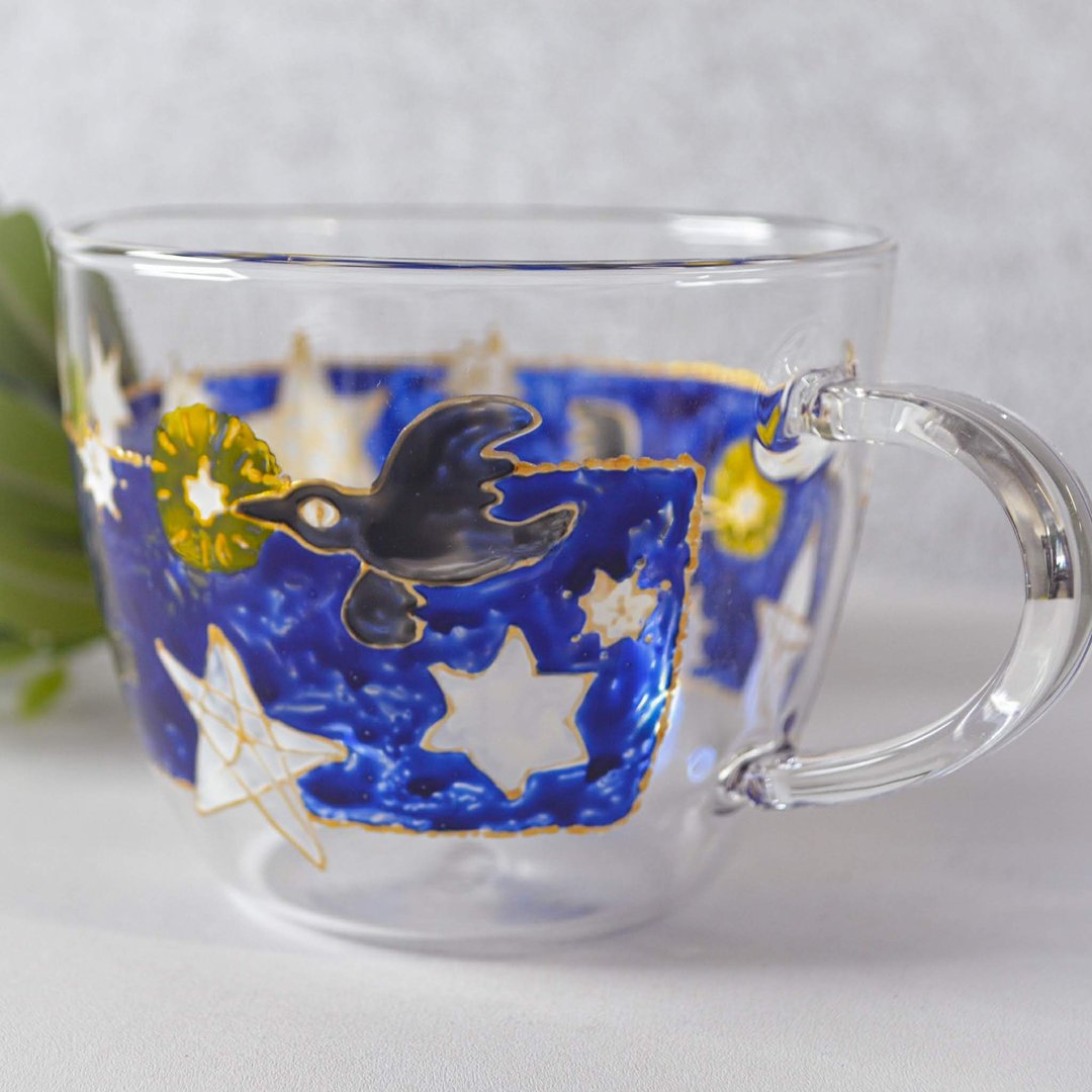 BIG Glass Mag 300ml Bird Carrying Stars - 咖啡杯/马克杯 - 玻璃 透明