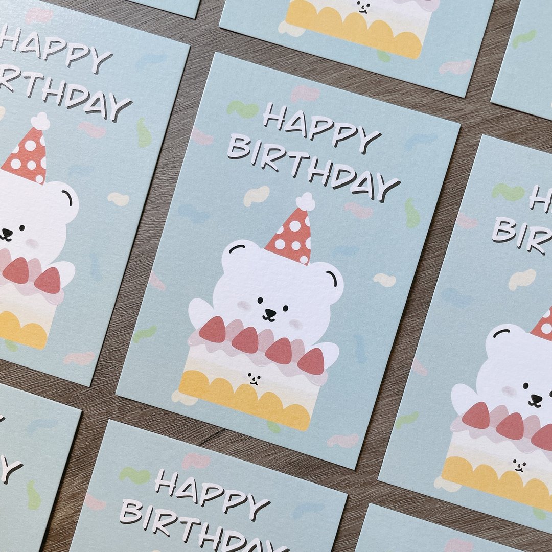 _smallthings 士多啤梨蛋糕生日卡 - 卡片/明信片 - 纸 绿色