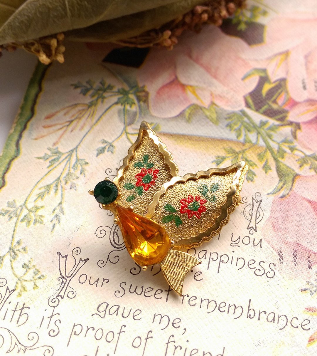 西洋古董饰品。 立体 花瓣叶 小巧  别针 - 徽章/别针 - 其他金属 金色