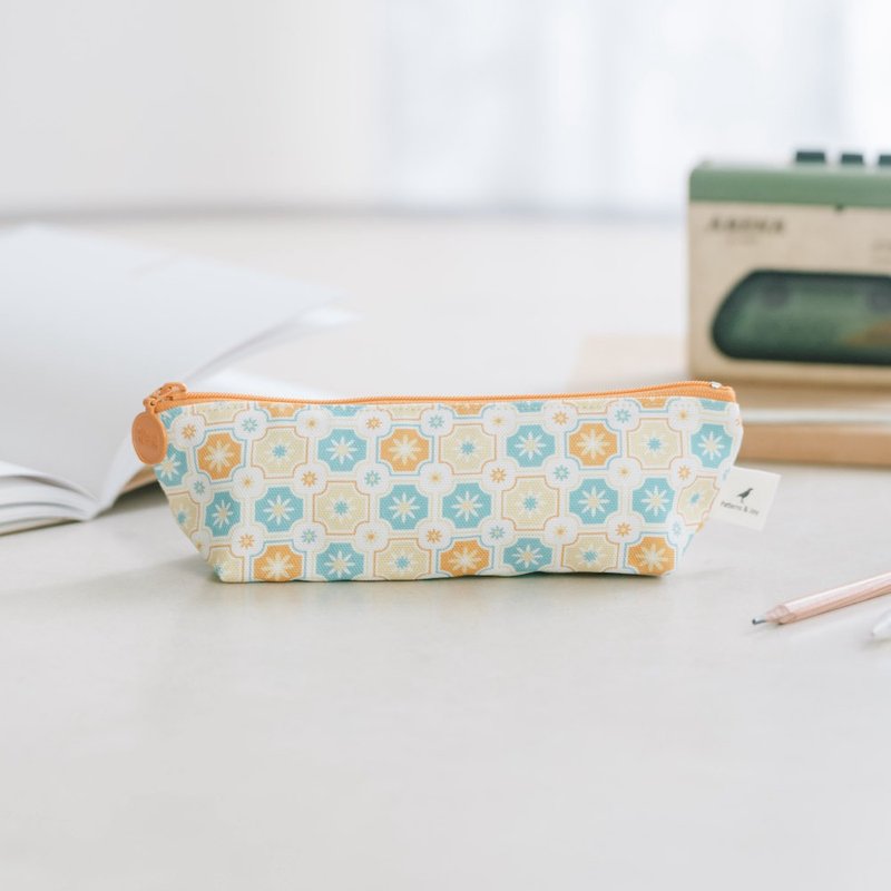 拉链笔袋/老磁砖2号/玻璃弹珠/经典新色III - 铅笔盒/笔袋 - 棉．麻 黄色