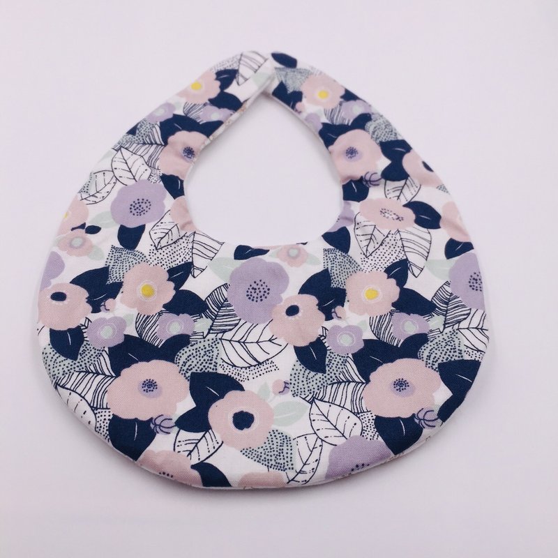 和风紫粉花朵围兜组 二重纱 口水巾  弥月礼 - 围嘴/口水巾 - 棉．麻 多色