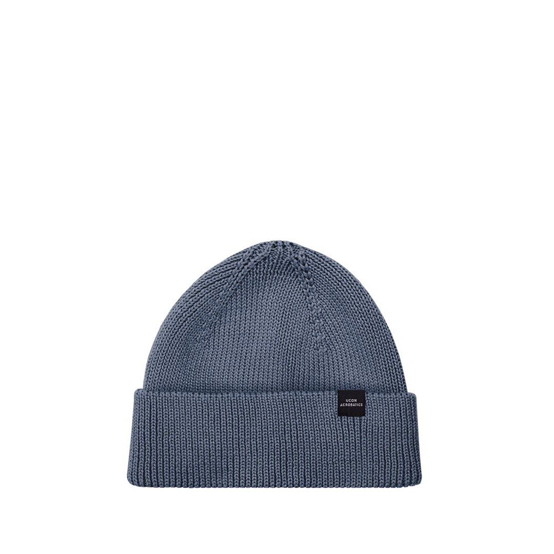 Mika Low Beanie 短版保暖反折豆豆帽 (灰蓝色) - 帽子 - 环保材料 蓝色