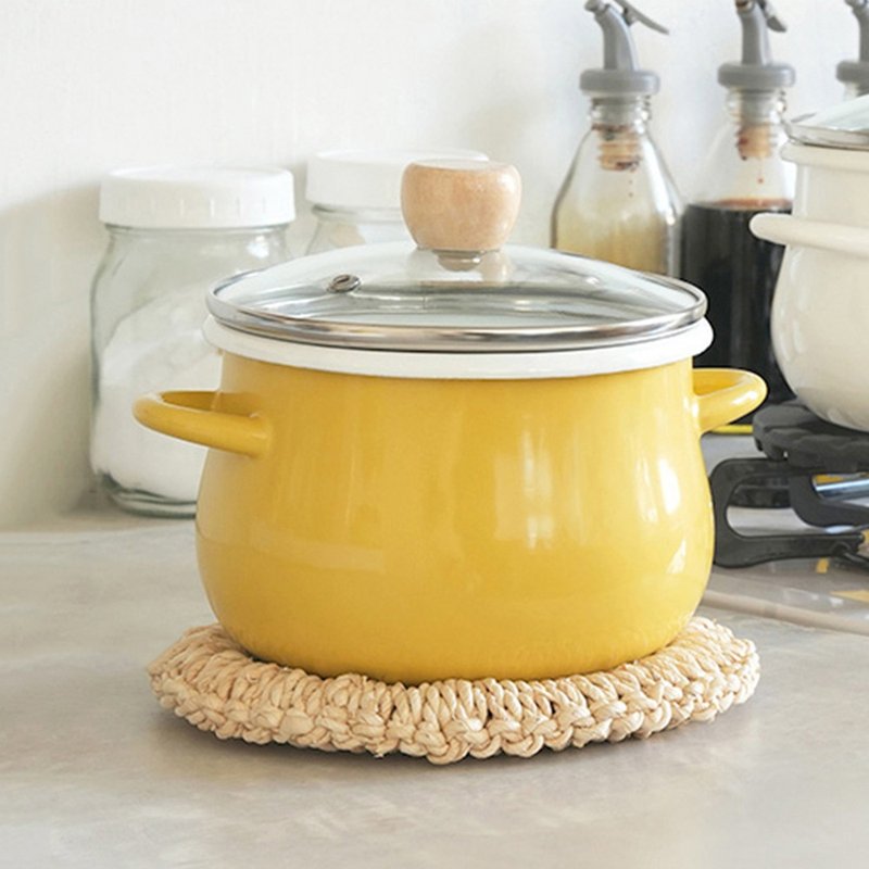 日本霜山 双耳珐琅油炸锅(附玻璃盖)-16cm-多色可选 - 锅具/烤盘 - 珐琅 多色