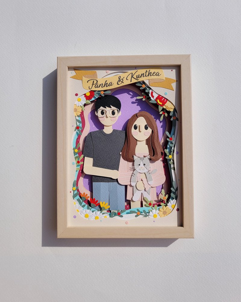 Layered custom papercut frame: couple theme. - 画框/相框 - 纸 
