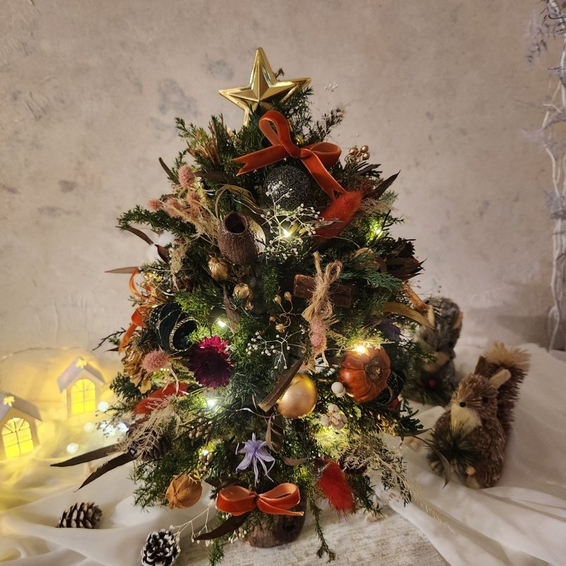 【材料包】圣托里尼圣诞树-爱马仕橘绿款 永生雪松 圣诞交换礼物 - 干燥花/捧花 - 植物．花 绿色