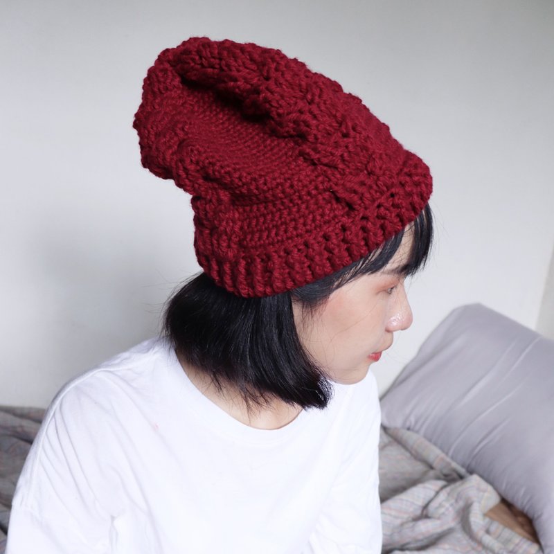 RedCheeks Wool Hat Cap | Yarn Hat | - Red Color - 帽子 - 其他材质 红色
