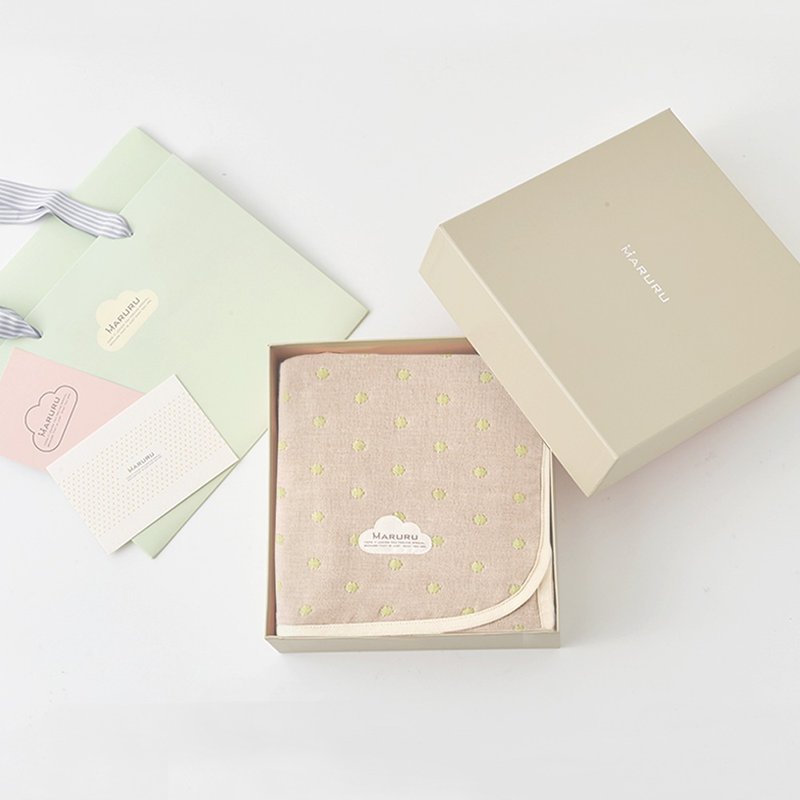 【礼盒组】日本制五层纱被-伯爵  (S/M)【新生儿礼/出生送礼】 - 满月礼盒 - 棉．麻 卡其色