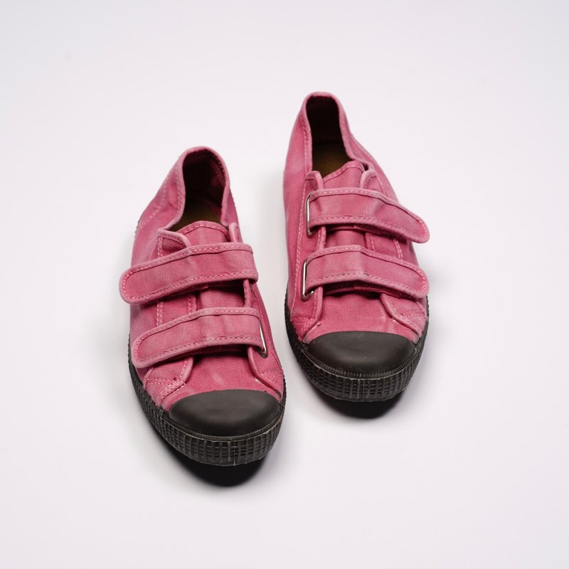 西班牙帆布鞋CIENTA U78777 42粉红色 黑底 洗旧布料 大人 魔鬼毡 - 女款休闲鞋 - 棉．麻 粉红色