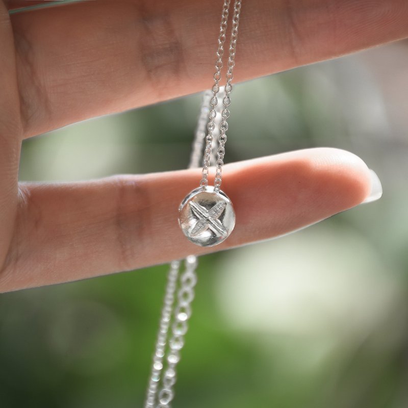 螺丝钉纯银项链 原创手工925银工业感磨砂质感情侣吊坠 - 项链 - 纯银 银色