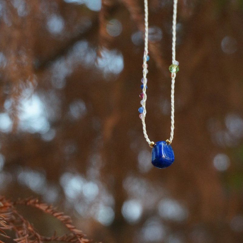 | MC | 天然青金石原石彩虹锁骨链 手链 蜡线编织项链 - 项链 - 半宝石 