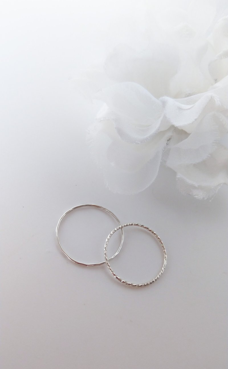 纯银细戒指 线戒 水波纹戒指 单个 - 戒指 - 其他金属 银色